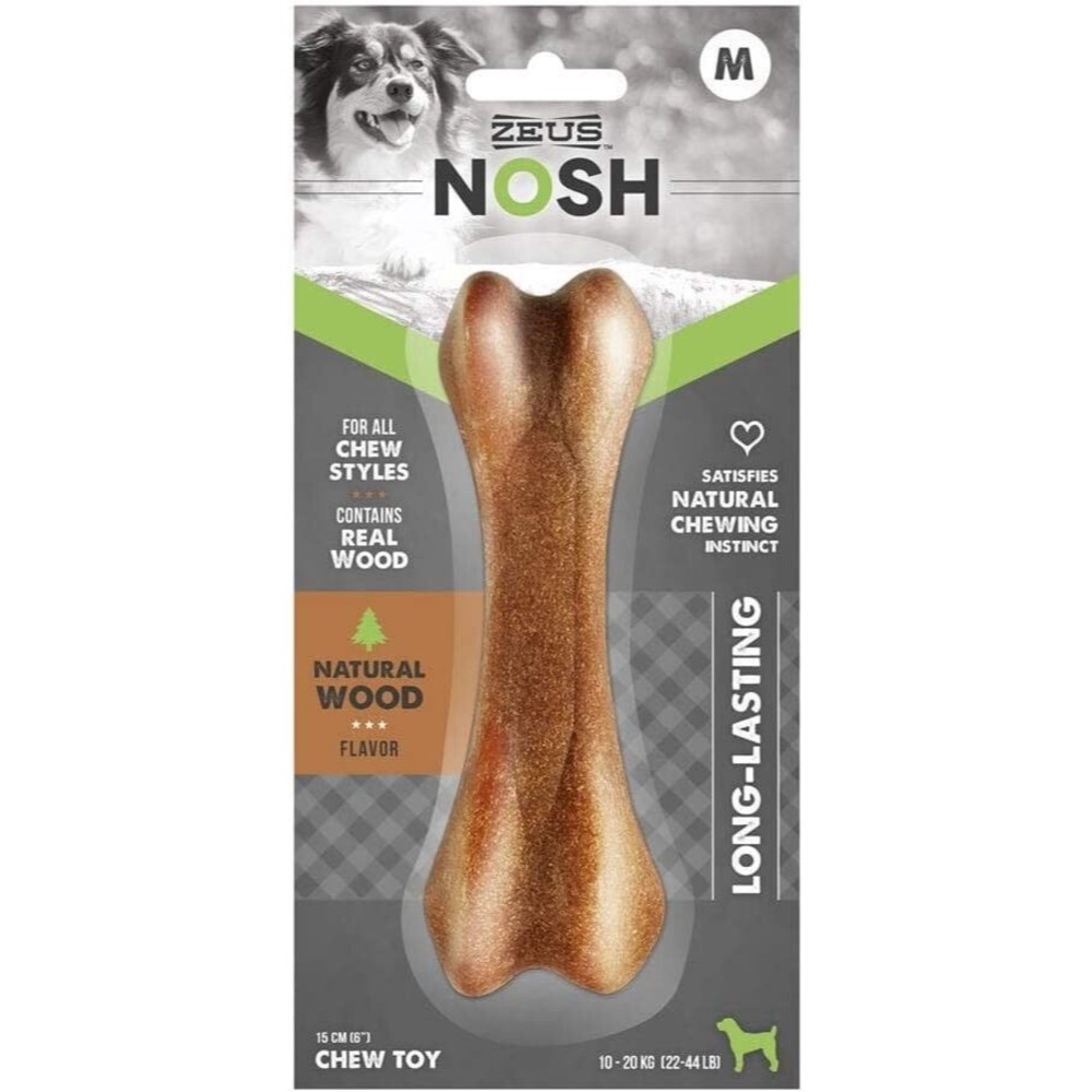 ZEUS Nosh Timber Natural Wood Flavor Chew Bones Toys Long Lasting for Medium Dog